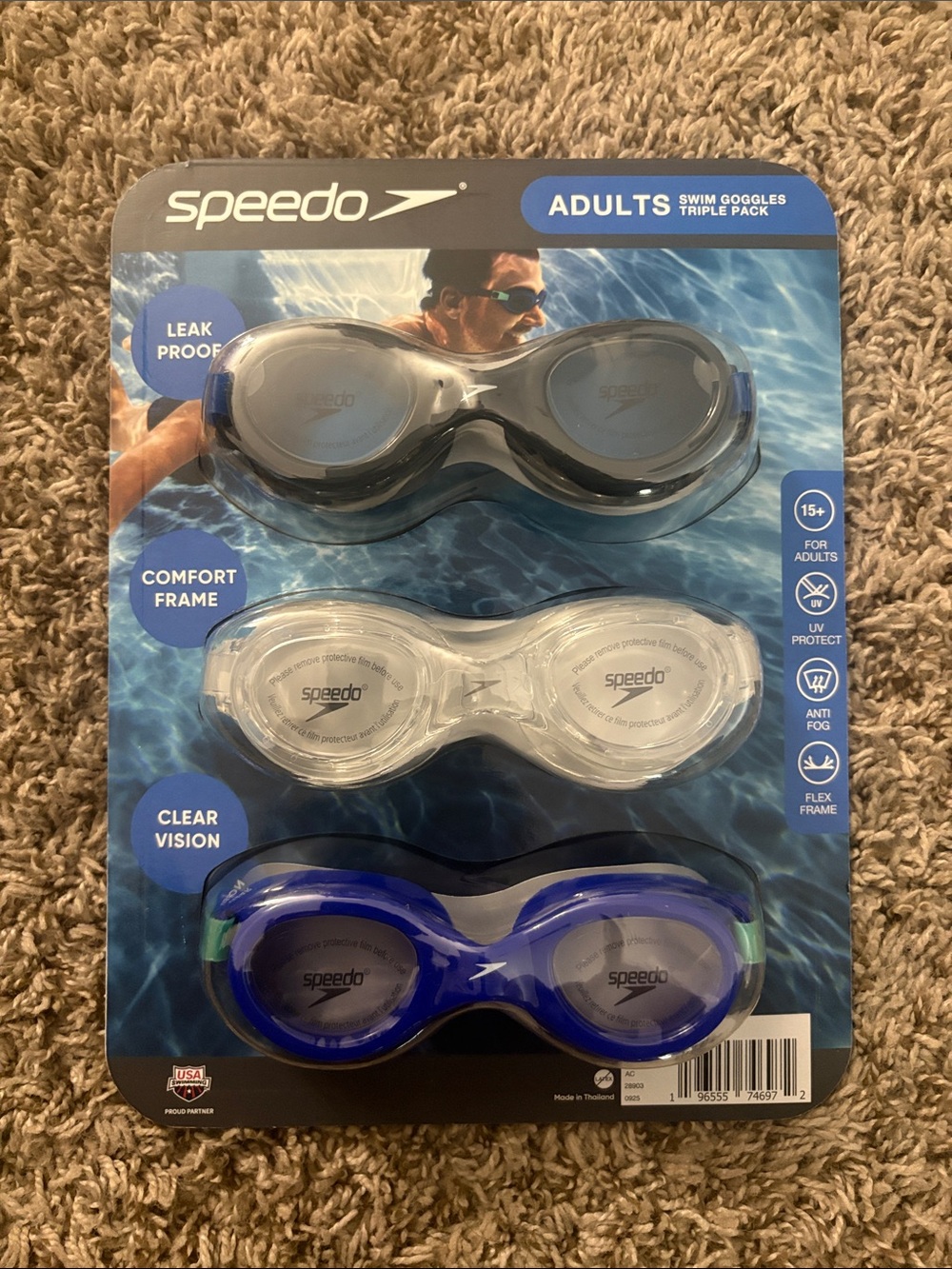 Speedo Men's Swim Goggles 3 Pack